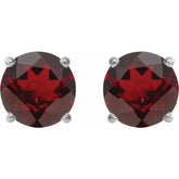14K White 6 mm Natural Mozambique Garnet Stud Earrings